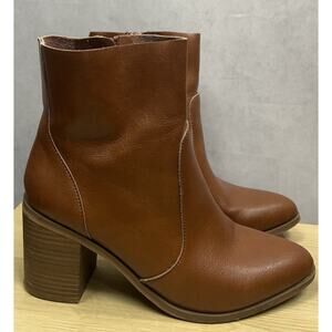 Universal Thread Boots Womens Ankle Booties Brown Side Zip Block Heels Size 9